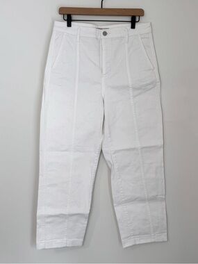 Everlane Utility Straight Leg Barrel Pant Size 12 White High Rise 98% Cotton